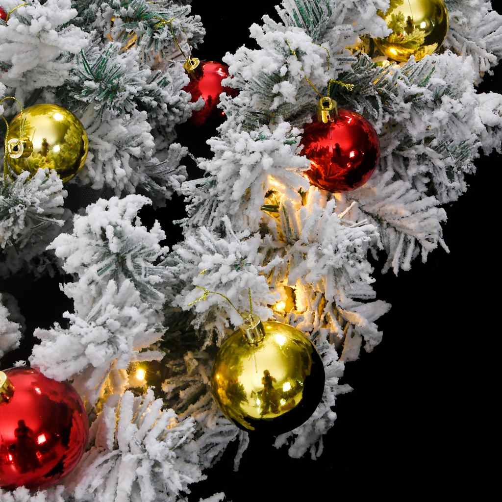 Christmas garland with baubles and LED lights green 20m PVC