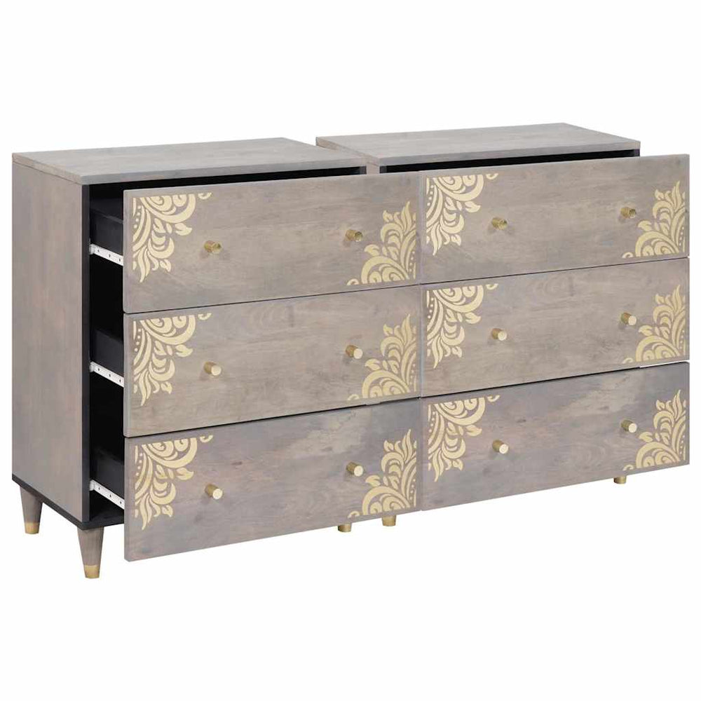 Kabalas 2 pcs Pilka 60 x 33.5 x 75 cm Mango medienos masyvas