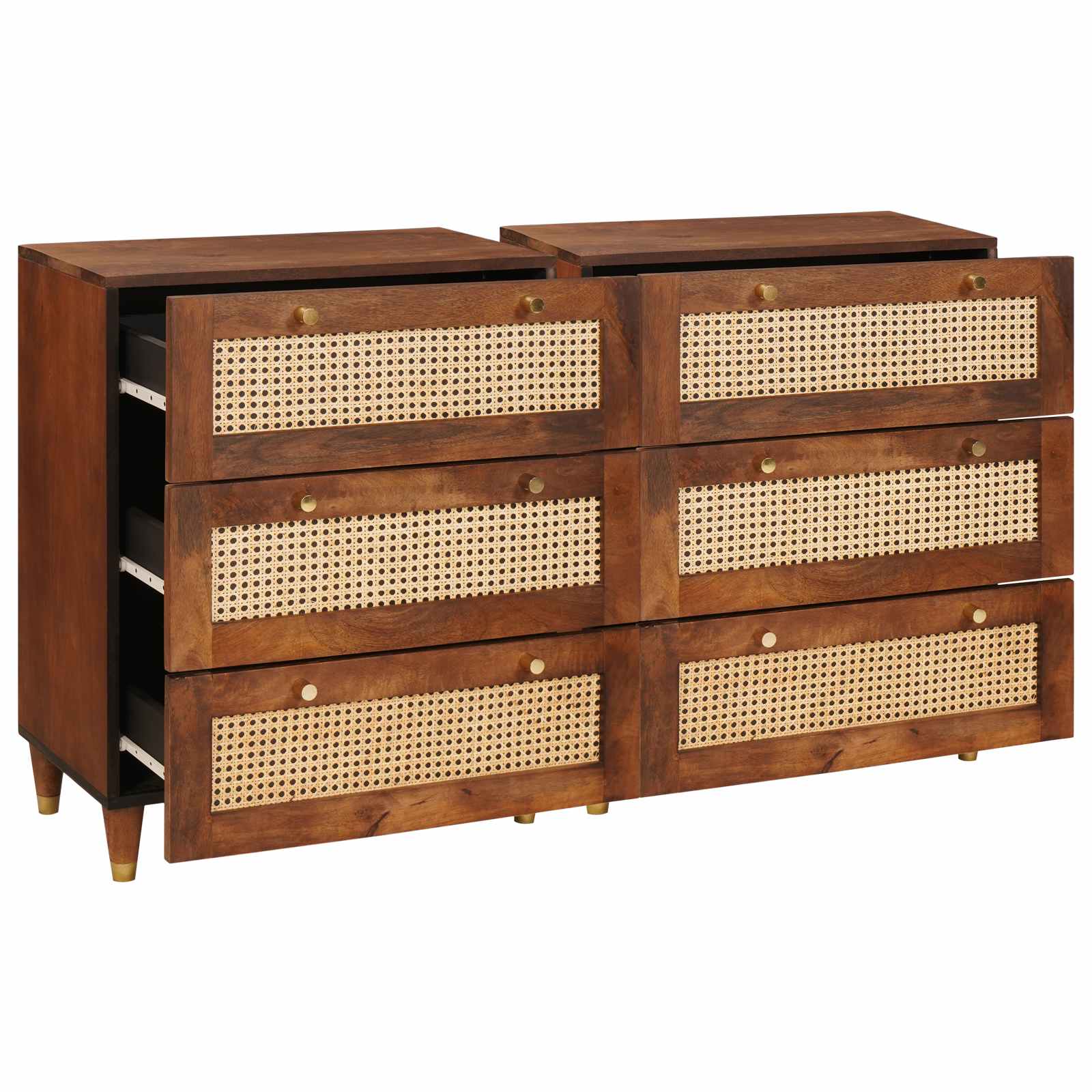Šoninė spintelė 2 pcs Ruda 60 x 33,5 x 75 cm Kietas mango medis
