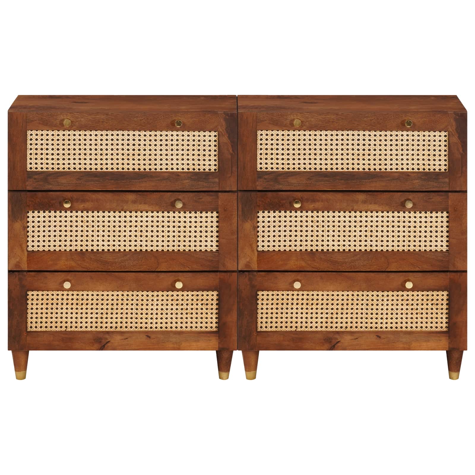 Šoninė spintelė 2 pcs Ruda 60 x 33,5 x 75 cm Kietas mango medis