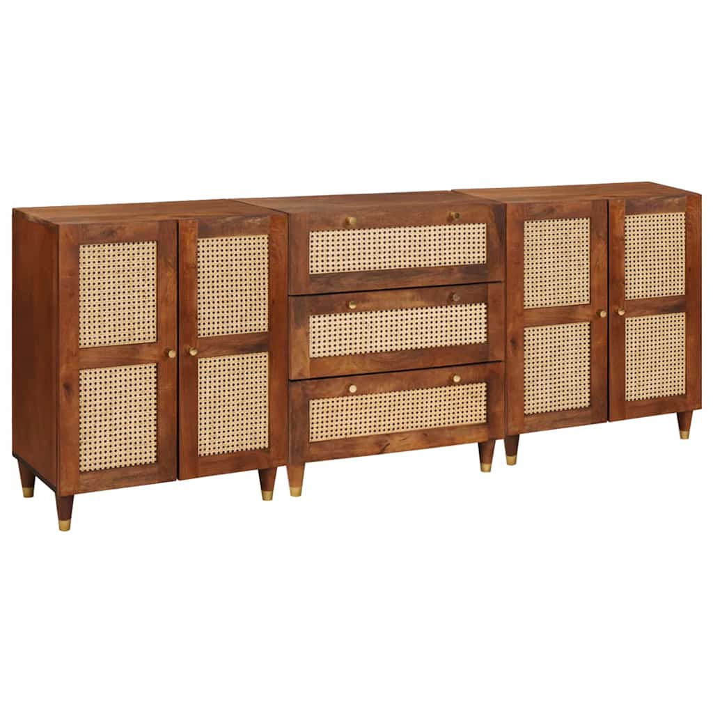 Šoninė spintelė 3 pcs Ruda 180 x 33 x 75 cm Kietas mango medis