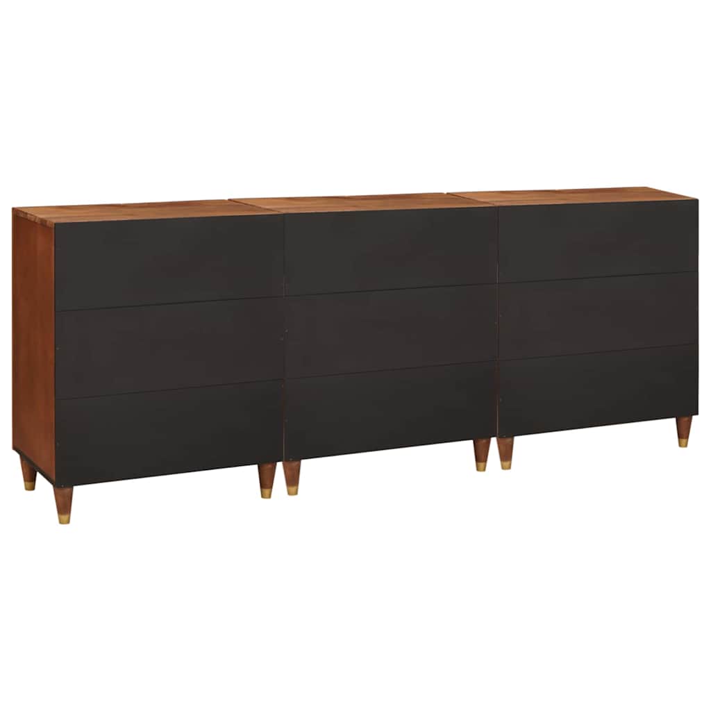 Šoninė spintelė 3 pcs Ruda 180 x 33 x 75 cm Kietas mango medis