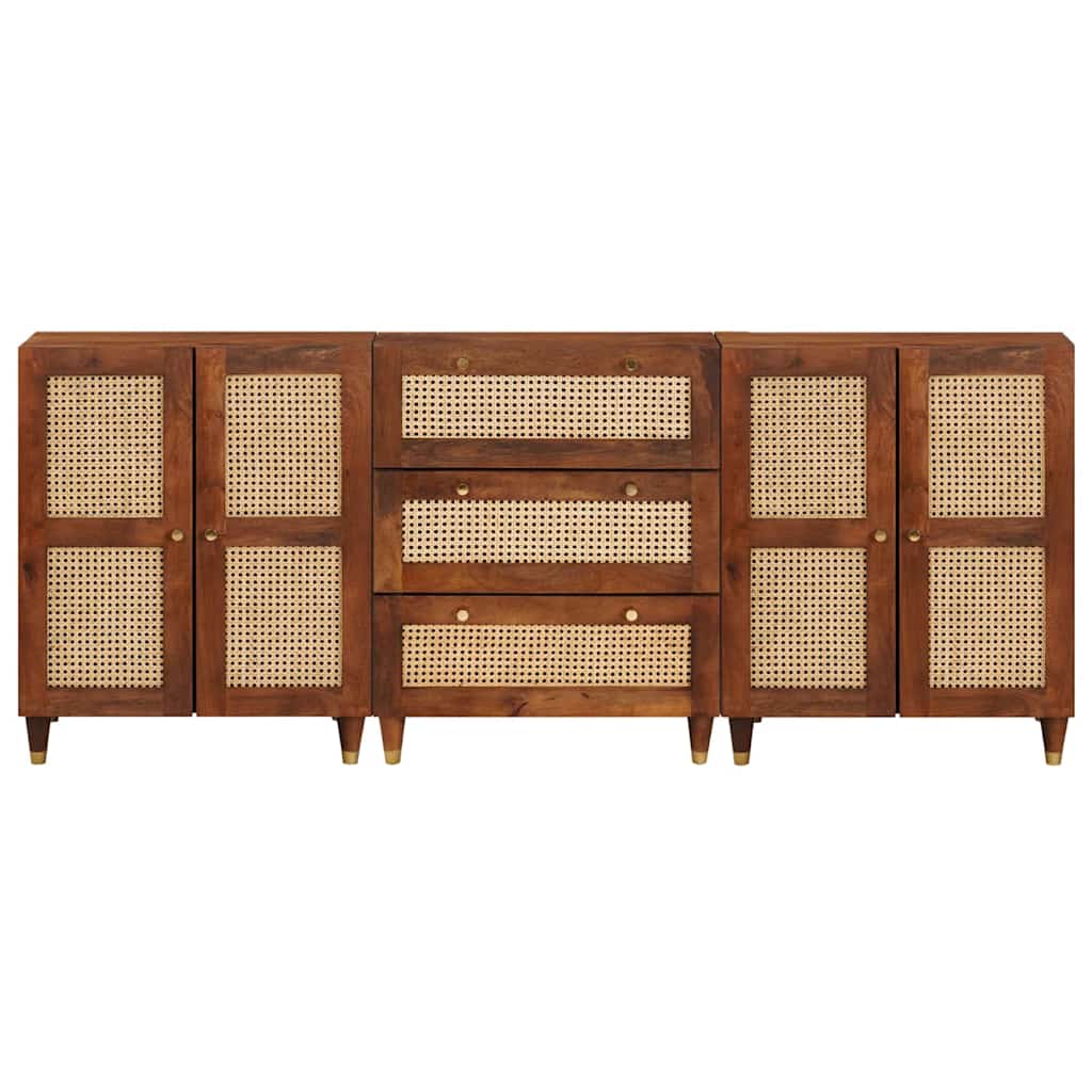Šoninė spintelė 3 pcs Ruda 180 x 33 x 75 cm Kietas mango medis