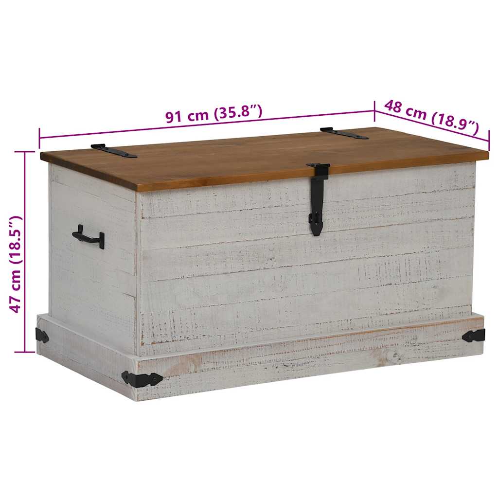 laikymo skrynia HALDEN Balta 91x48x47 cm medžio masyvo pušis