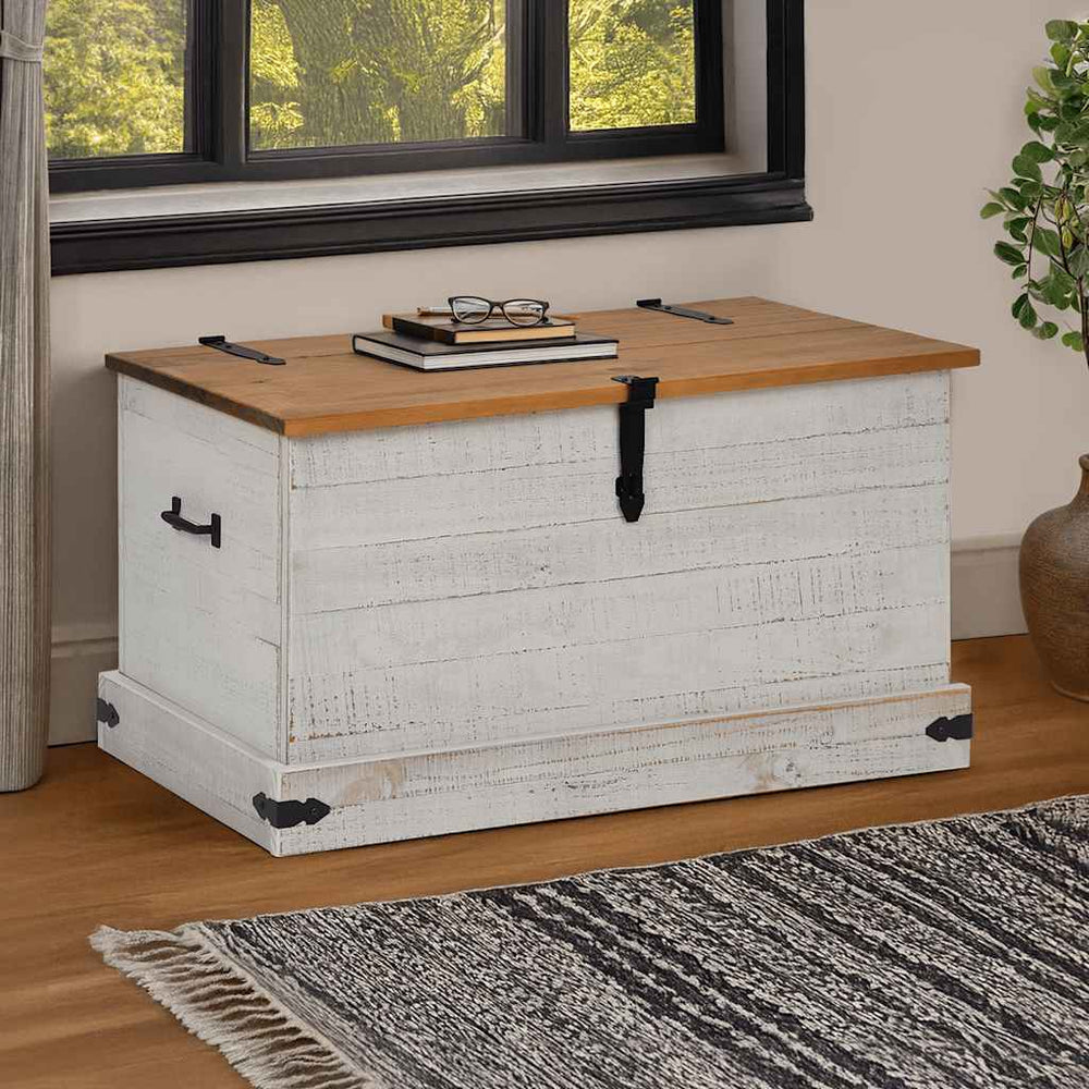 laikymo skrynia HALDEN Balta 91x48x47 cm medžio masyvo pušis