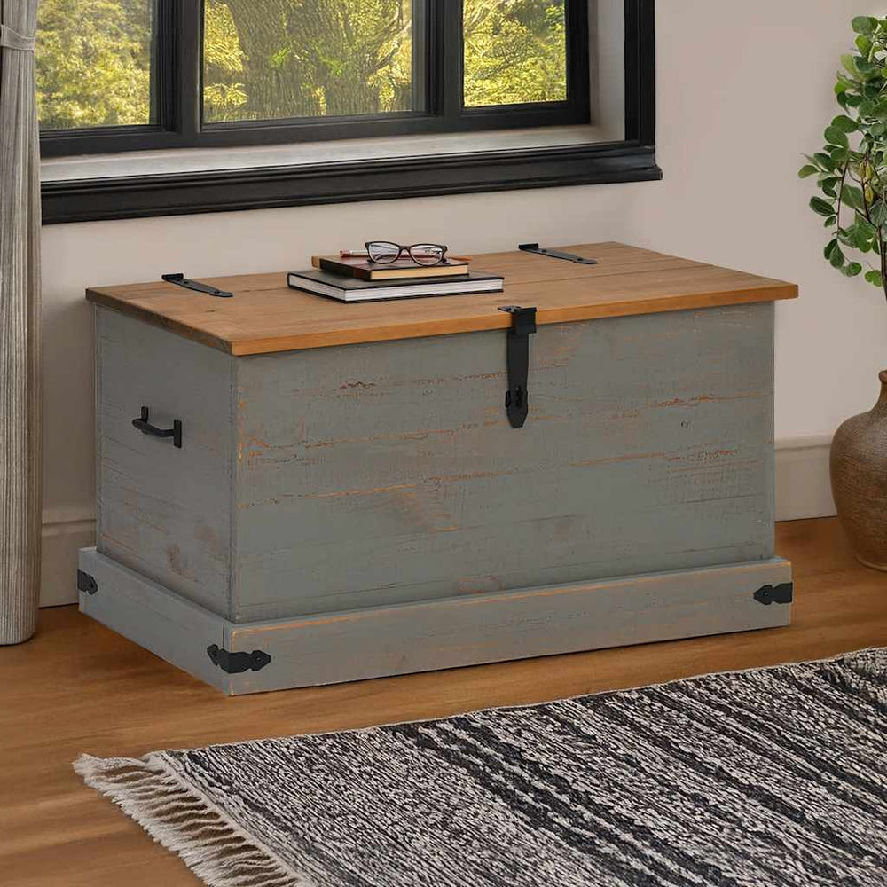 laikymo skrynia HALDEN pilka 91x48x47 cm medžio masyvo pušis