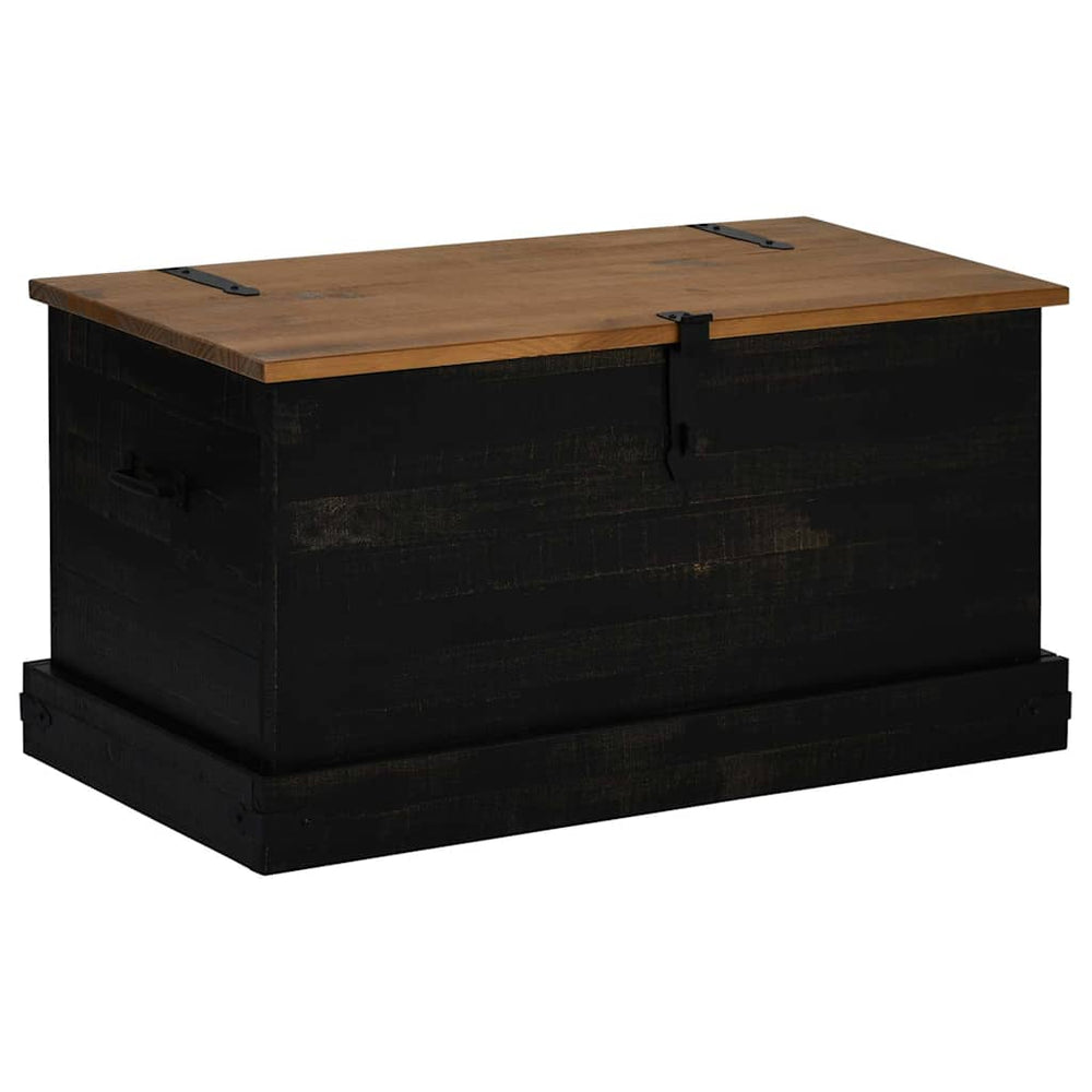 laikymo skrynia HALDEN juoda 91x48x47 cm medžio masyvo pušis