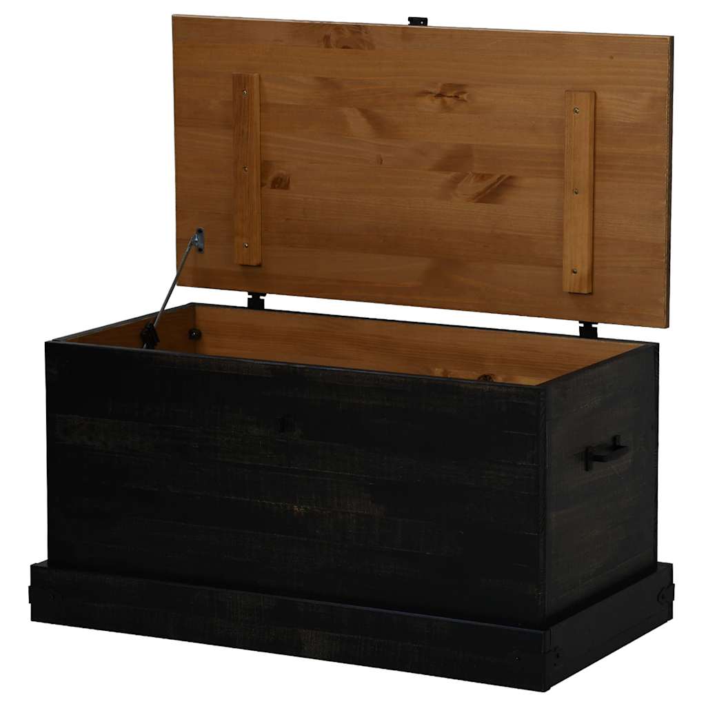 laikymo skrynia HALDEN juoda 91x48x47 cm medžio masyvo pušis
