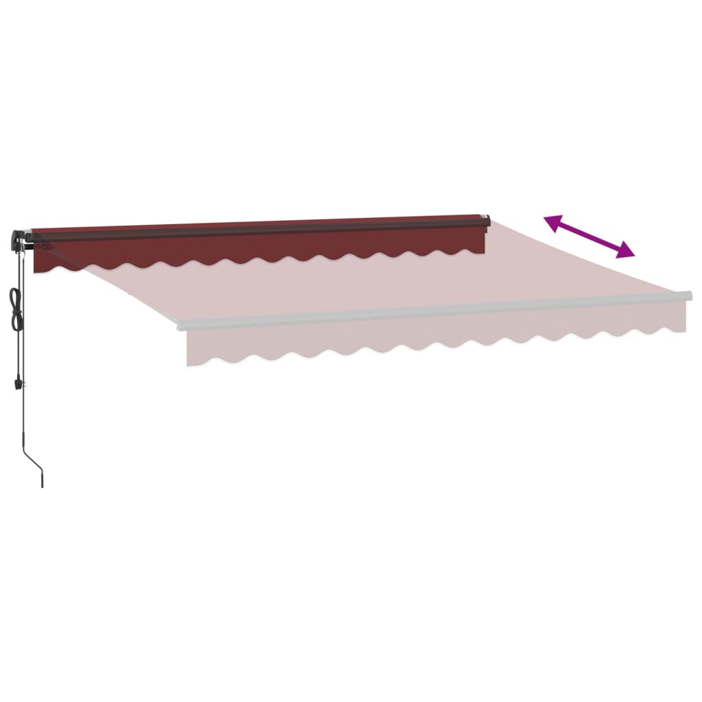 Automātiska ievelkama markīze ar LED, bordo krāsa, 350x250cm