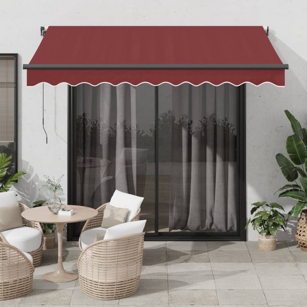 Automātiska ievelkama markīze ar LED, bordo krāsa, 350x250cm