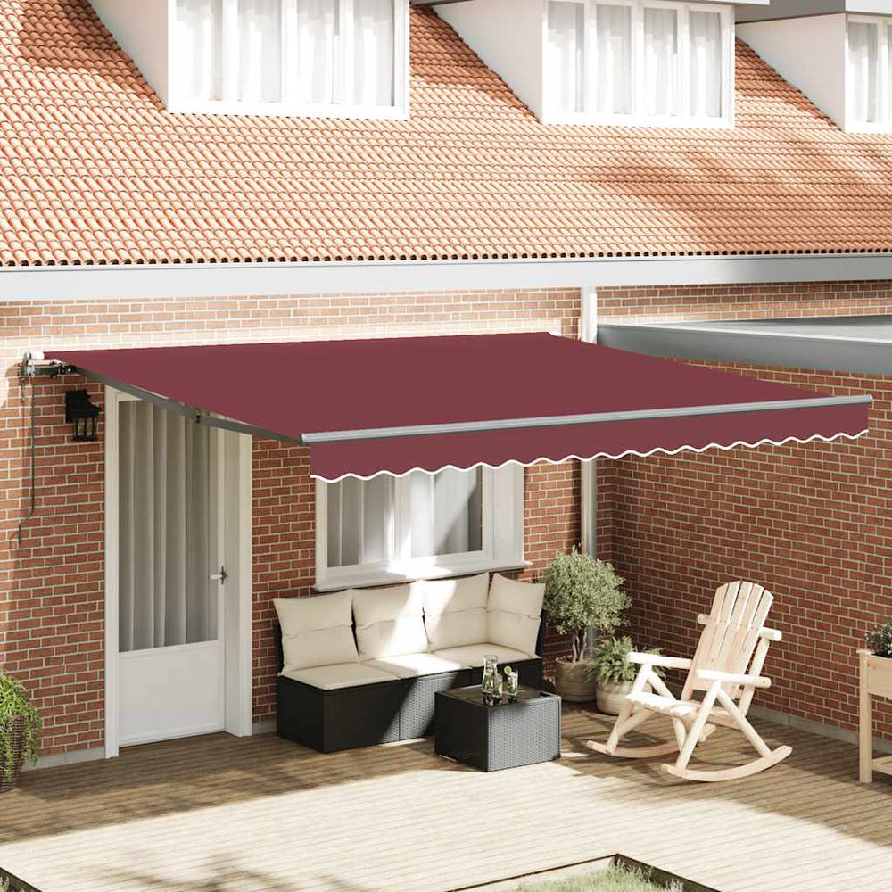 Retractable automatic awning, burgundy, 400x300cm