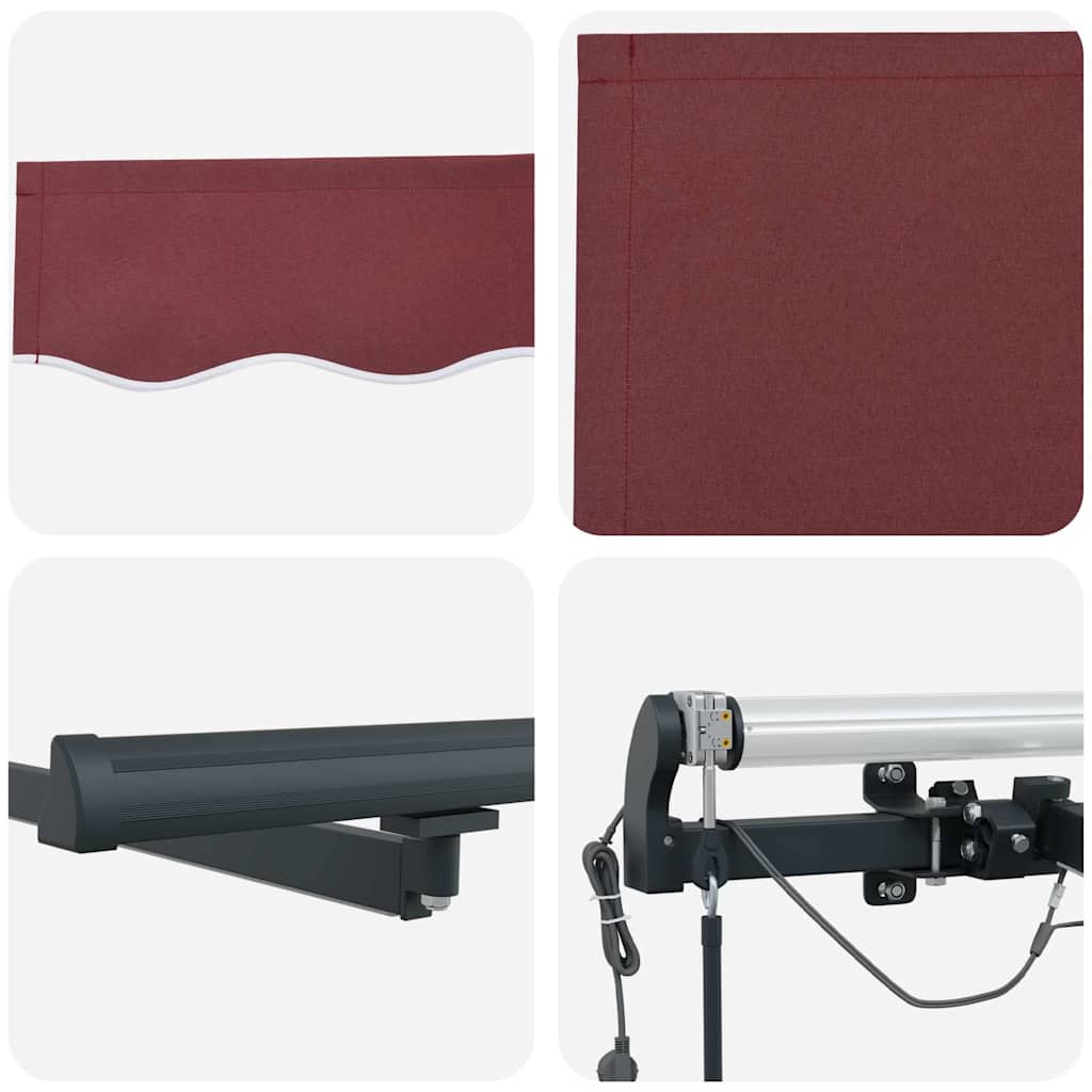 Automatinė ištraukiama markizė su LED, bordo spalvos, 400x300cm