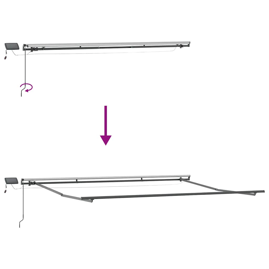 Manual retractable awning with LED, burgundy, 500x300cm