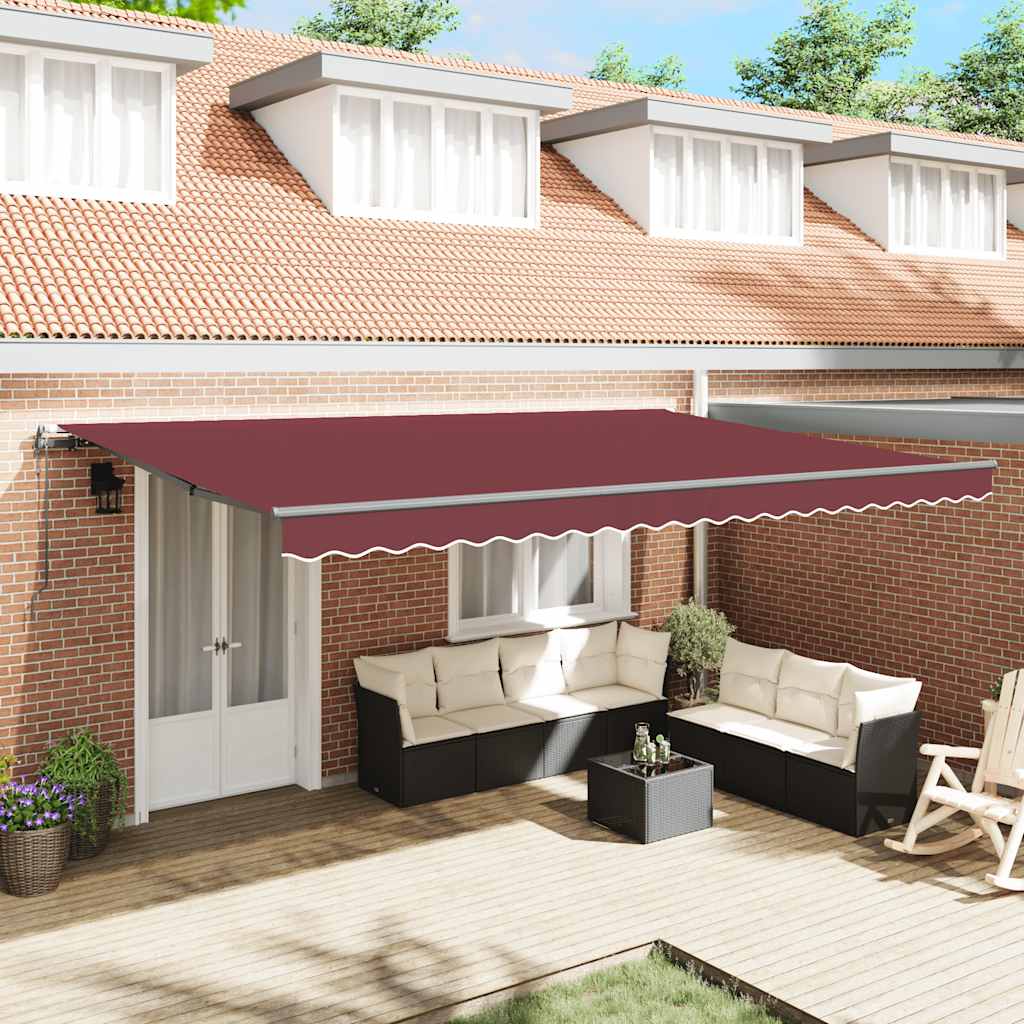 Automatic retractable awning, burgundy, 500x300cm
