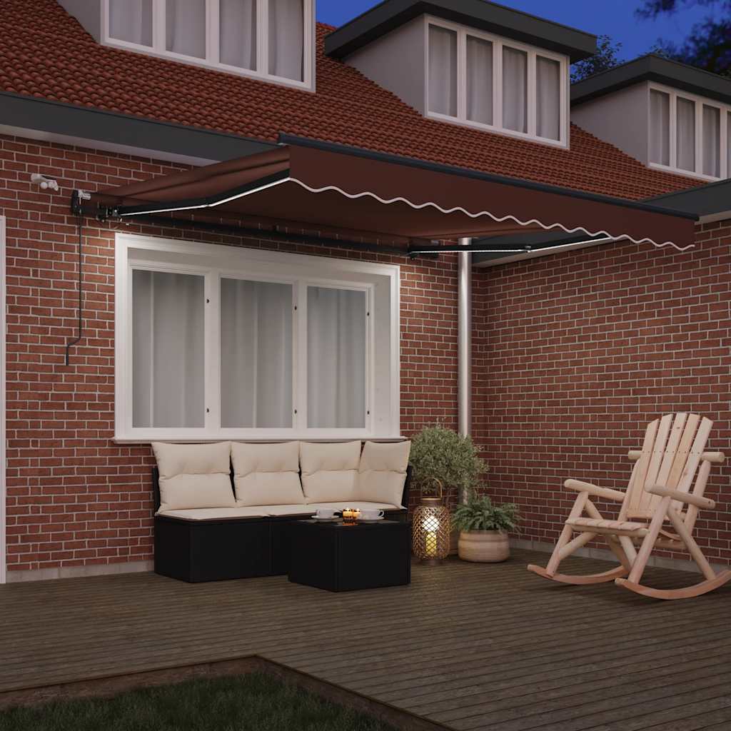 Automatinė ištraukiama markizė su LED, ruda, 300x250cm