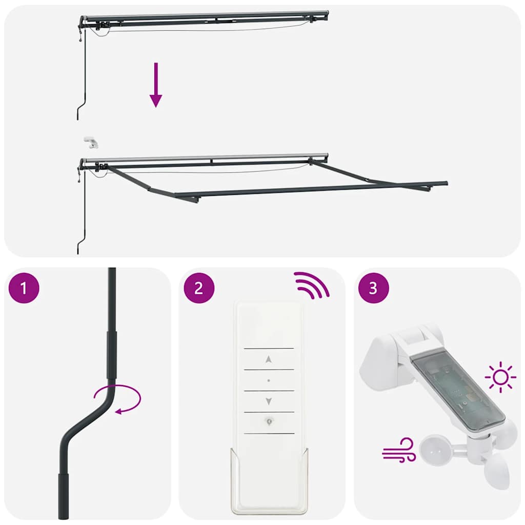 Automatinė ištraukiama markizė su LED, ruda, 300x250cm