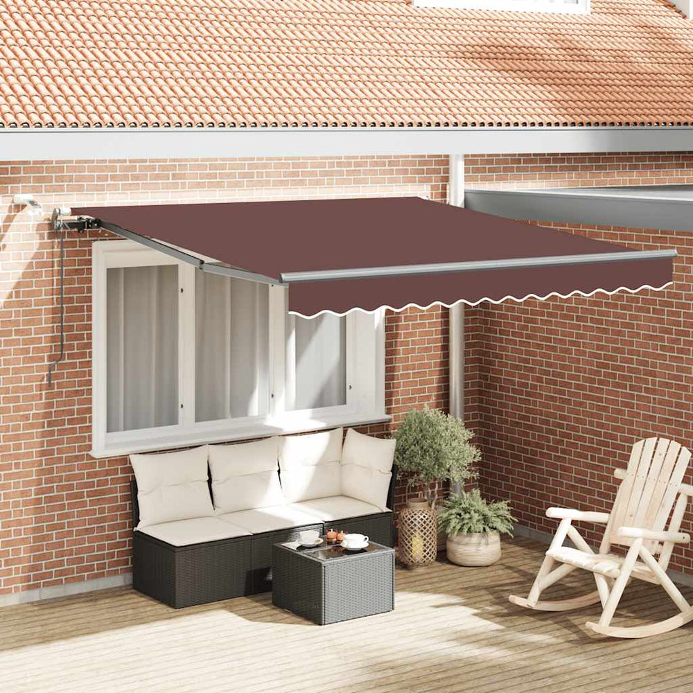 Automatic retractable awning with LED, brown, 300x250cm
