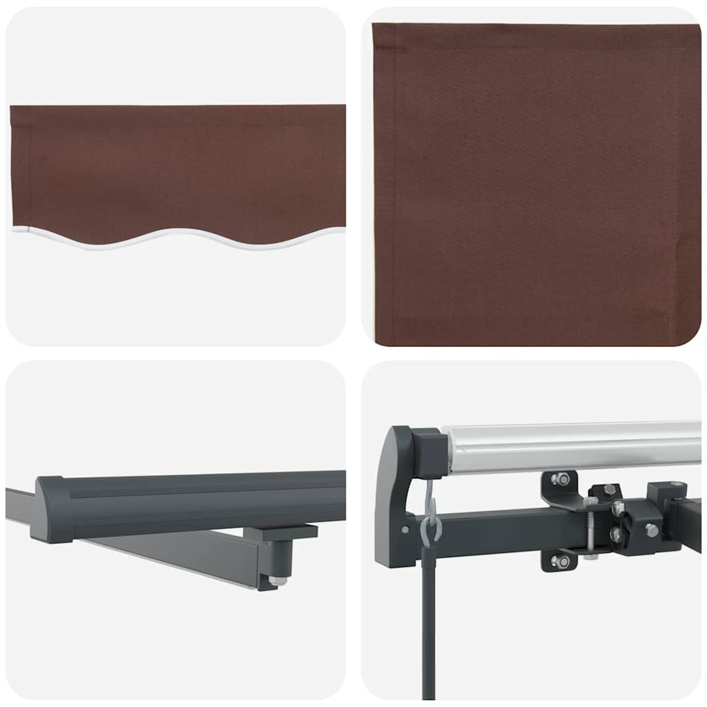 Manually retractable awning, brown, 500x300cm