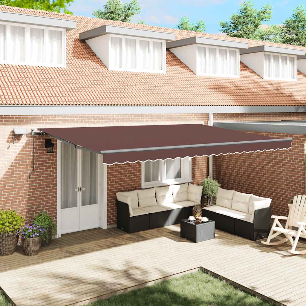 Manually retractable awning, brown, 500x300cm