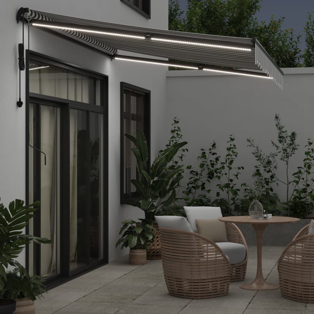 Automatic retractable awning, anthracite and white, 350x250cm
