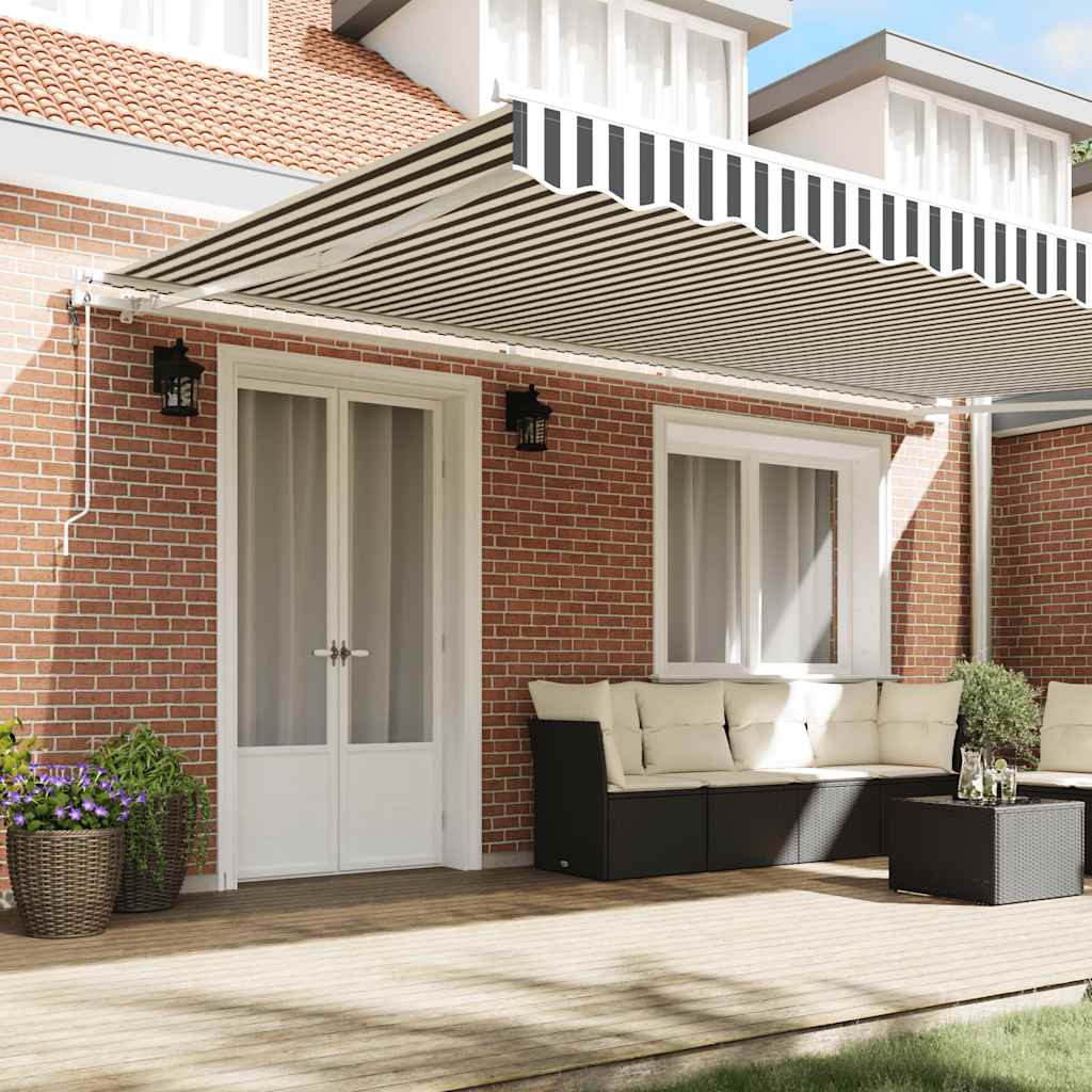 Automatic retractable awning, anthracite and white, 500x300cm