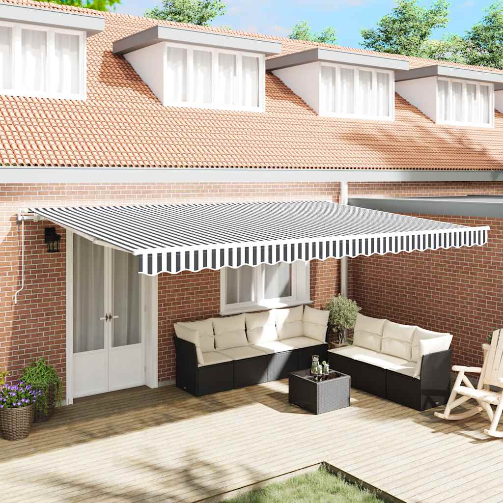 Automatic retractable awning, anthracite and white, 500x300cm