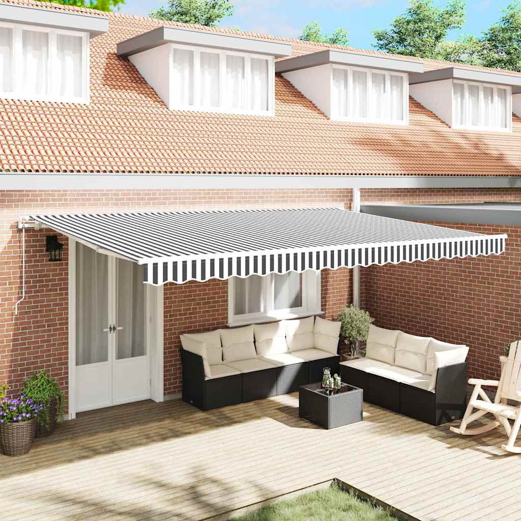 Automatic retractable awning, anthracite and white, 500x300cm
