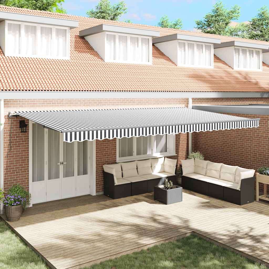 Automatinė ištraukiama markizė, antracito ir baltos spalvos, 600x300 cm