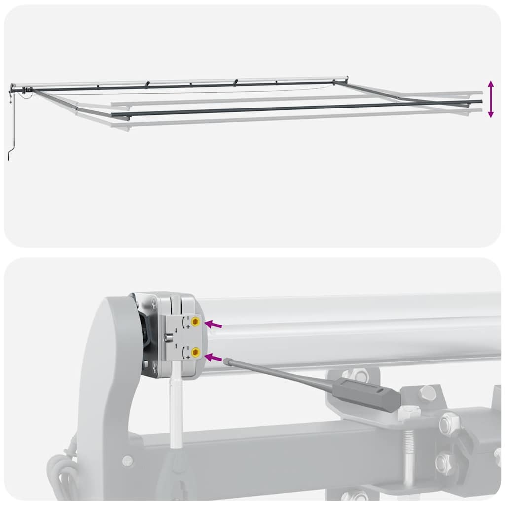 Automatinė ištraukiama markizė su LED lemputėmis, antracito ir baltos spalvos, 600x300 cm
