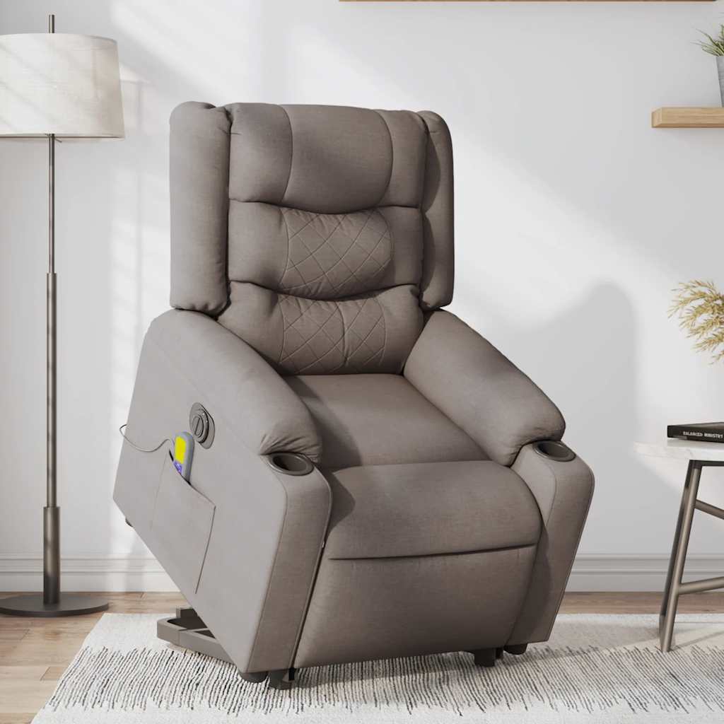 Atsistojantis elektrinis masažinis krėslas, taupe, audinys