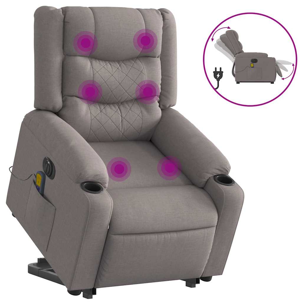 Atsistojantis elektrinis masažinis krėslas, taupe, audinys
