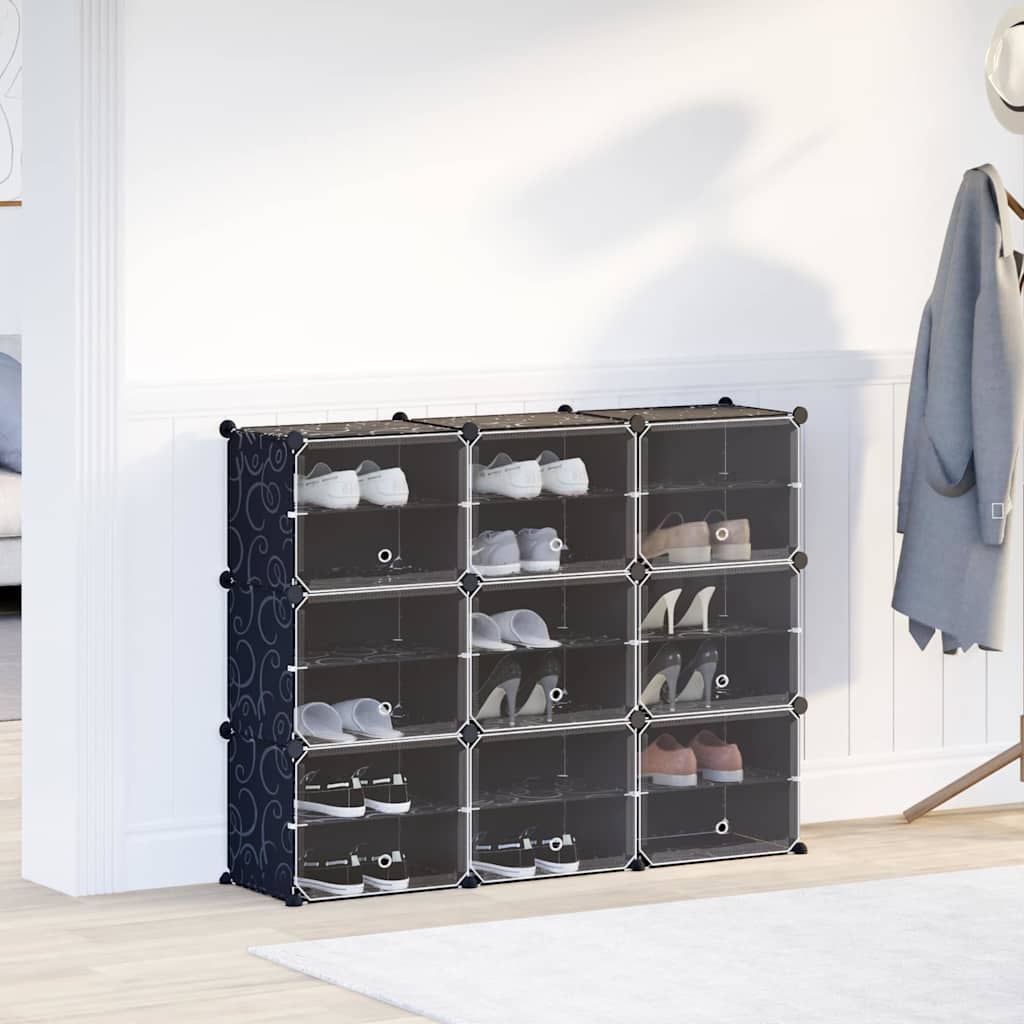 Storage Cube Organizer su 9 kubeliais ir durelėmis juodas PP