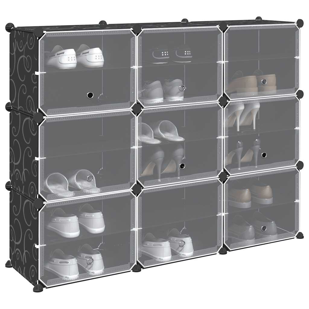 Storage Cube Organizer su 9 kubeliais ir durelėmis juodas PP