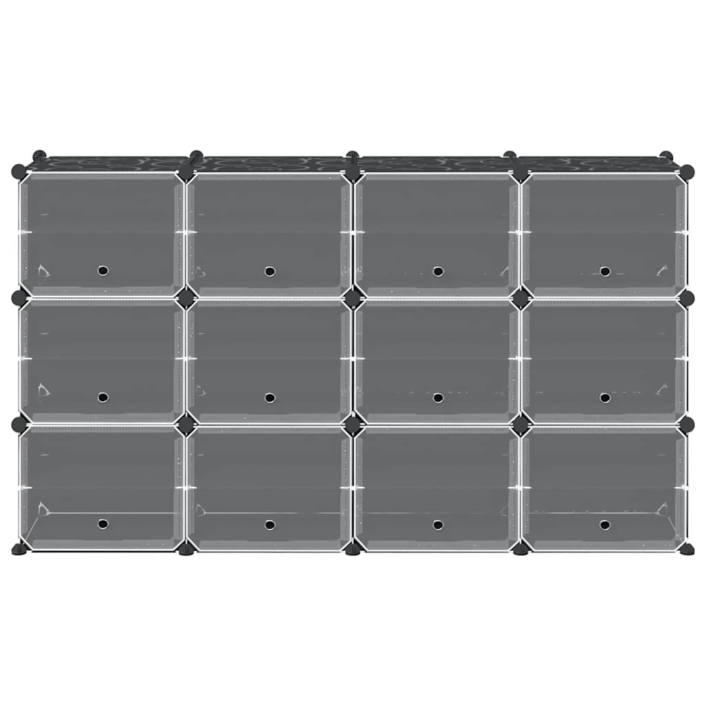 12-Cube Storage Cube Organizer with Doors Black PP