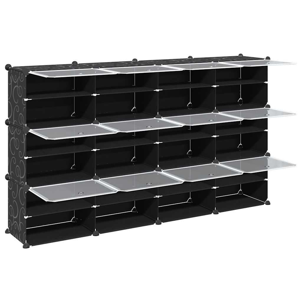 12-Cube Storage Cube Organizer with Doors Black PP