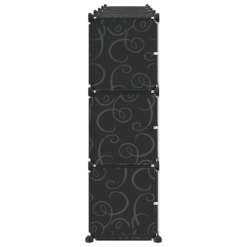 12-Cube Storage Cube Organizer with Doors Black PP