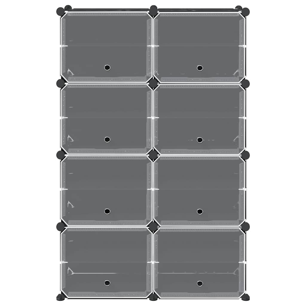 Storage Cube Organizer with 8 Cubes and Doors Black PP