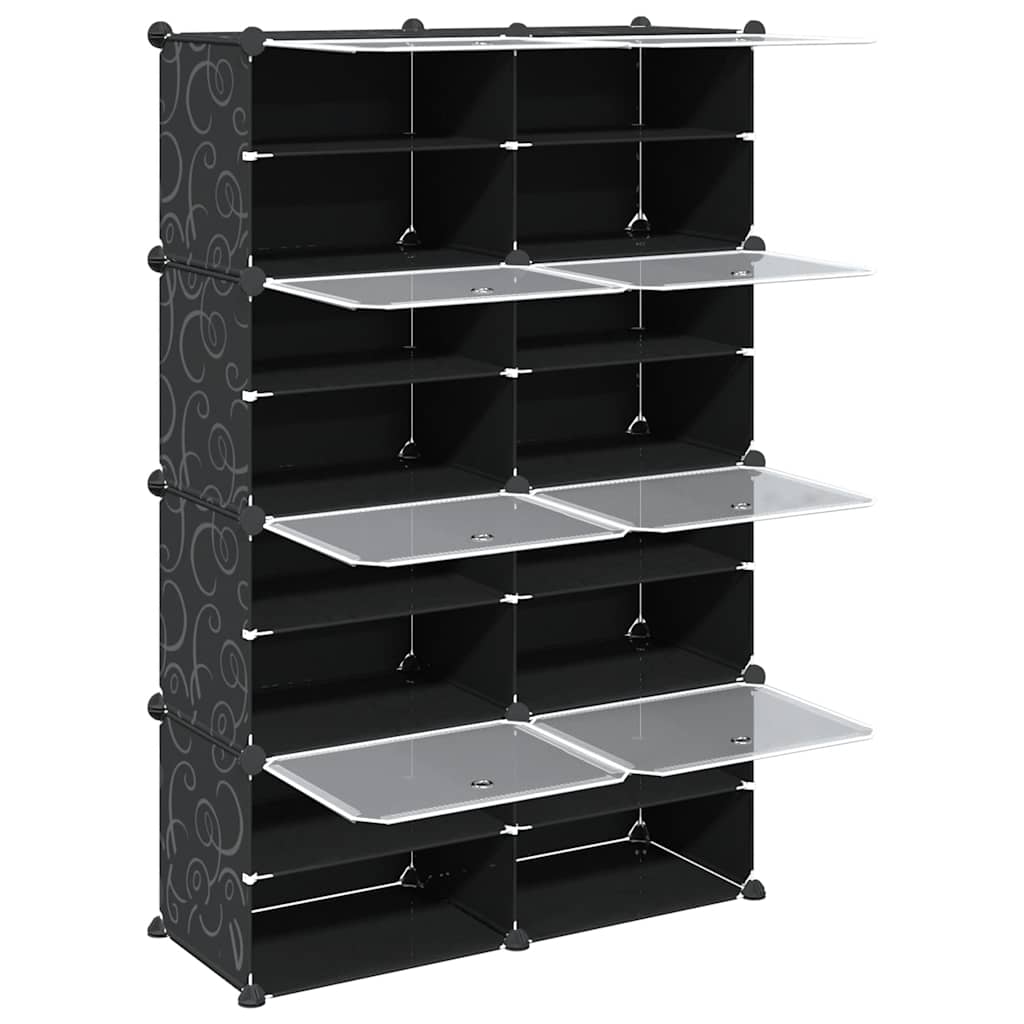 Storage Cube Organizer with 8 Cubes and Doors Black PP