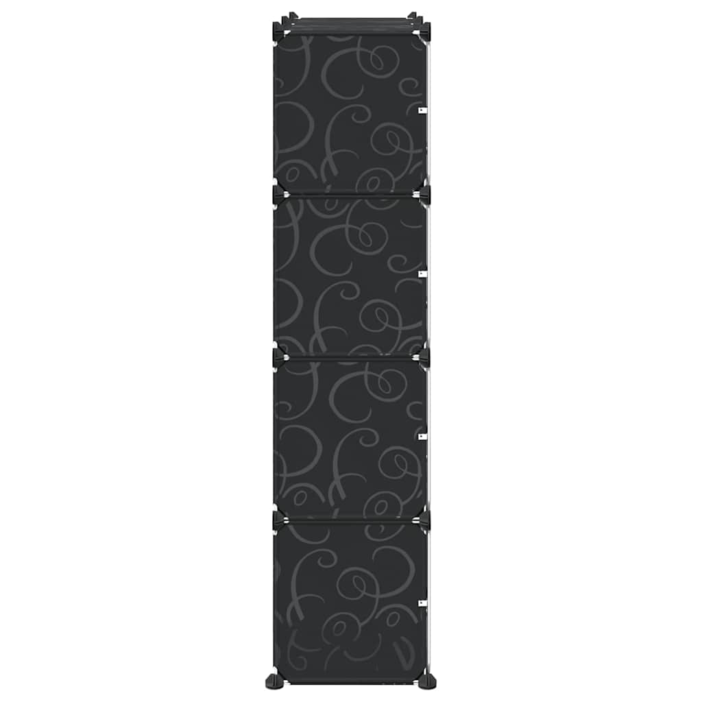 Storage Cube Organizer with 8 Cubes and Doors Black PP