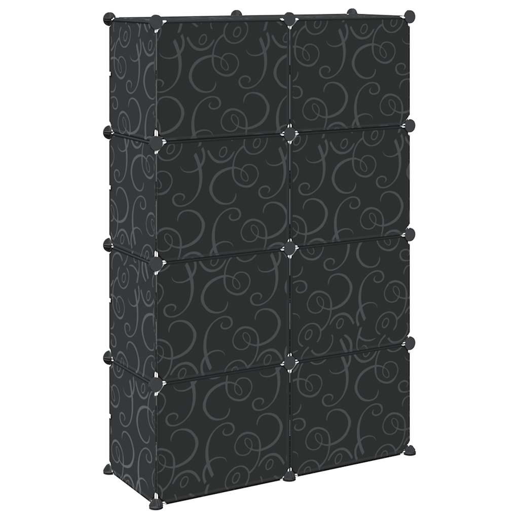 Storage Cube Organizer with 8 Cubes and Doors Black PP