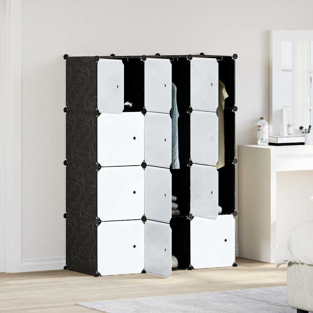 Storage Cube Organizer with 12 Cubes and Hanging Rods PP