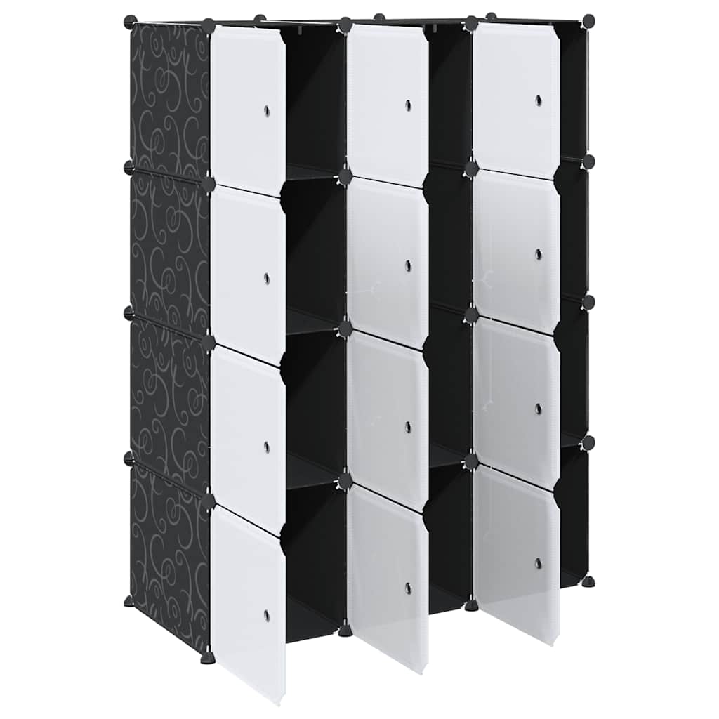 Storage Cube Organizer with 12 Cubes and Hanging Rods PP