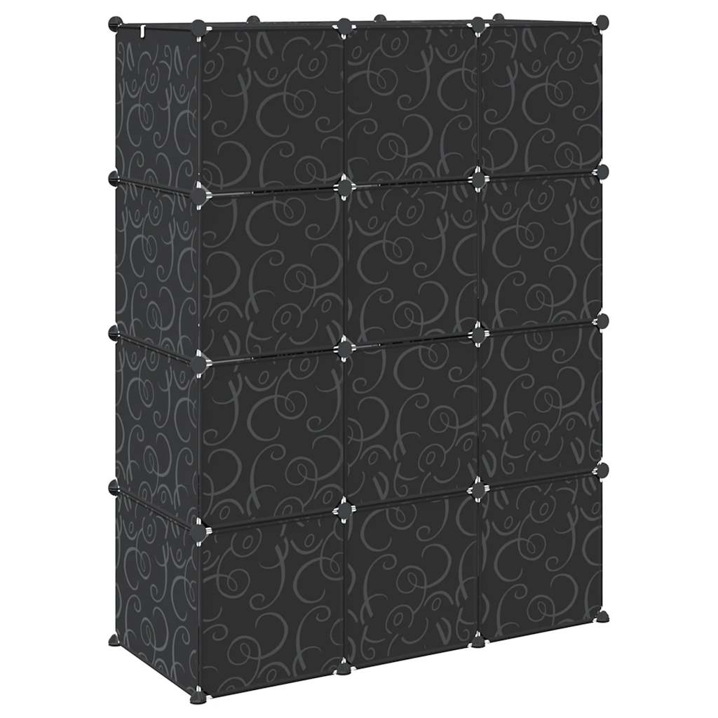 Storage Cube Organizer with 12 Cubes and Hanging Rods PP