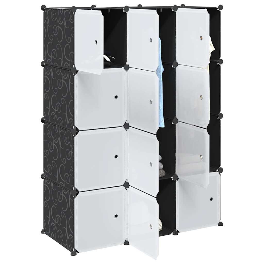 Storage Cube Organizer with 12 Cubes and Hanging Rods PP