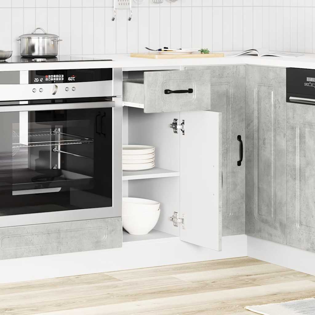 Kitchen cabinet, Kalmar, concrete grey, treated wood