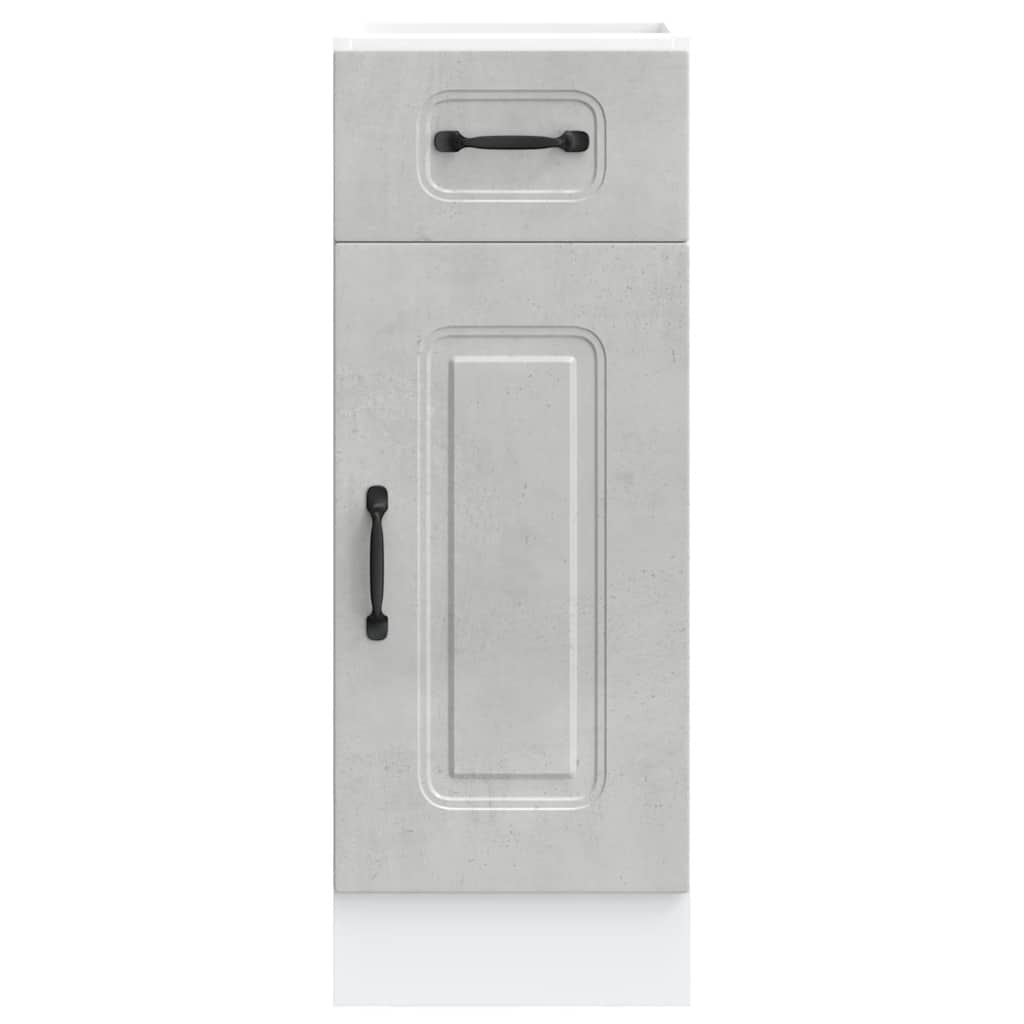Kitchen cabinet, Kalmar, concrete grey, treated wood