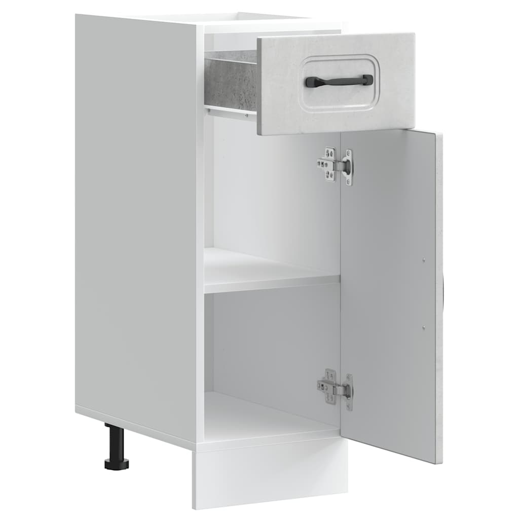 Kitchen cabinet, Kalmar, concrete grey, treated wood