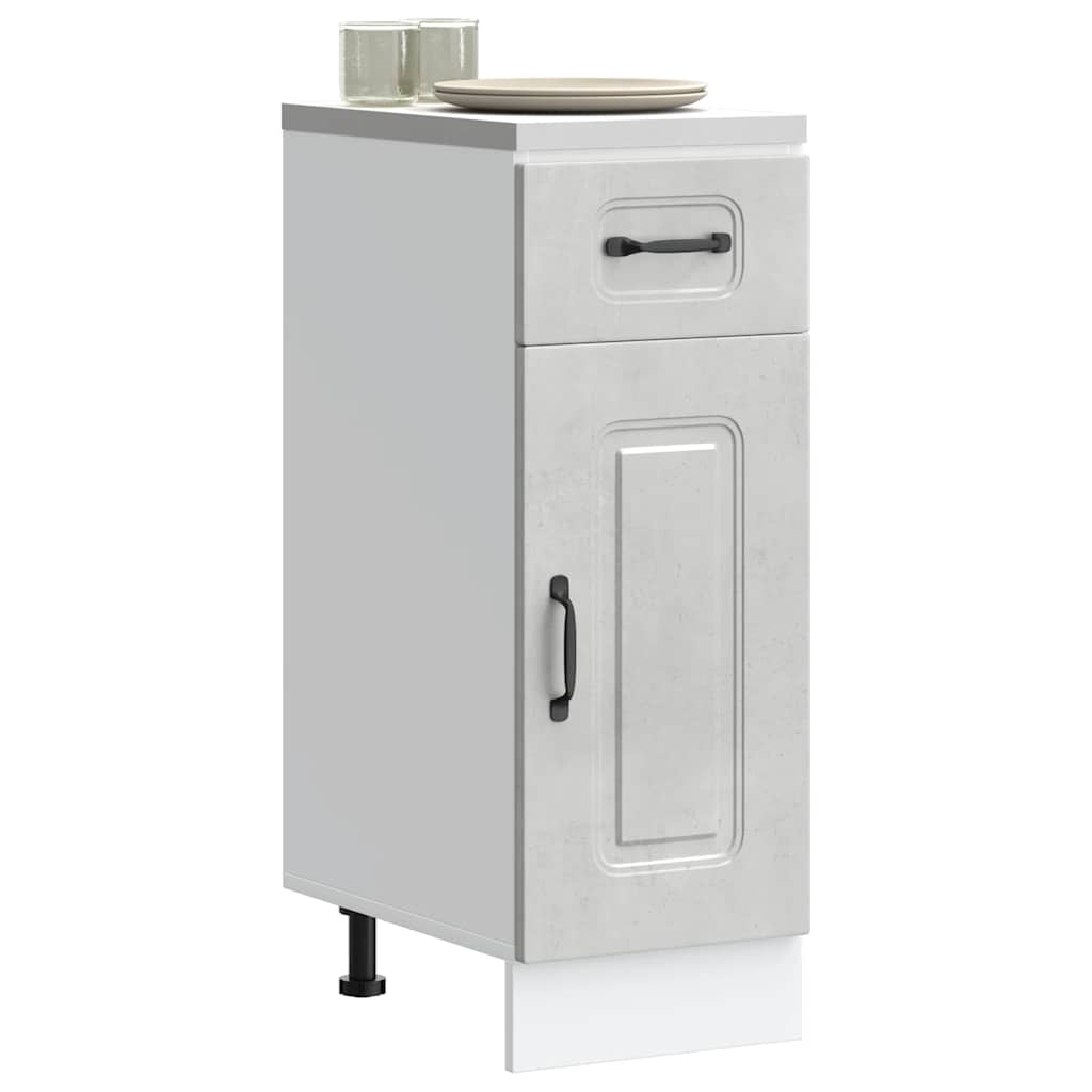 Kitchen cabinet, Kalmar, concrete grey, treated wood
