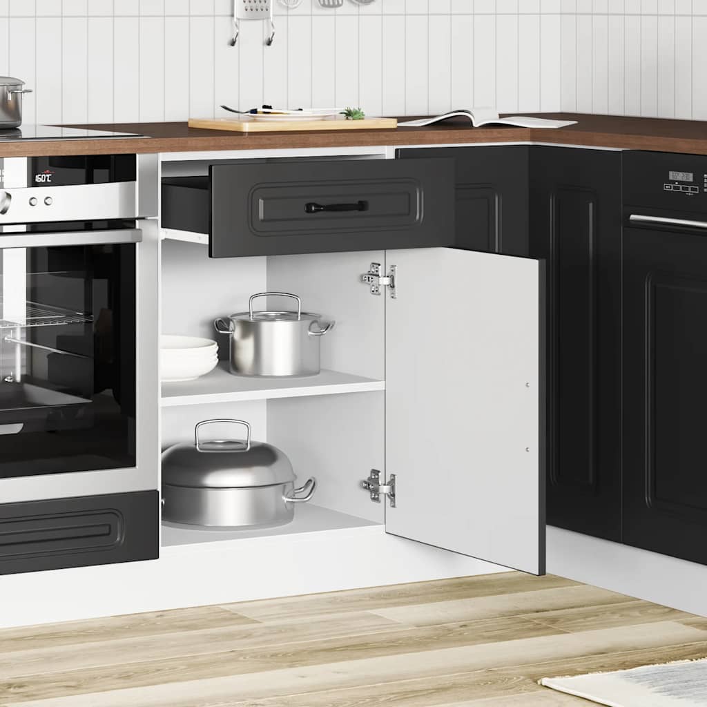 Virtuvės spintelė, Kalmar, juoda, apdirbta mediena