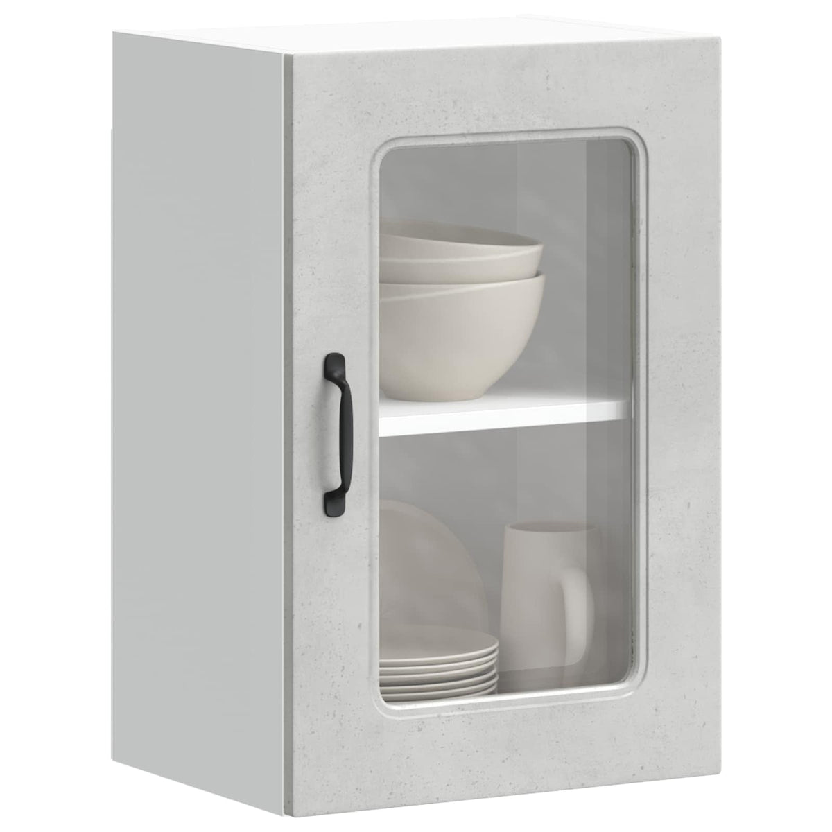 Kitchen cabinet with glass doors, Kalmar, concrete grey